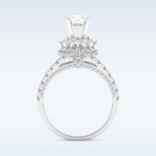 0.81 CT Double Halo & Pave Engagement Ring Featuring Round Moissanite
