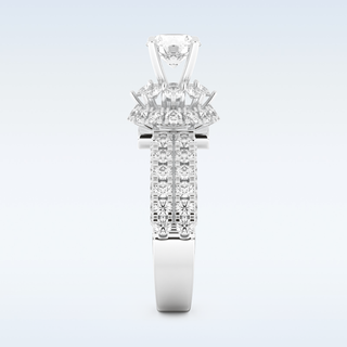 0.81 CT Double Halo & Pave Engagement Ring Featuring Round Moissanite
