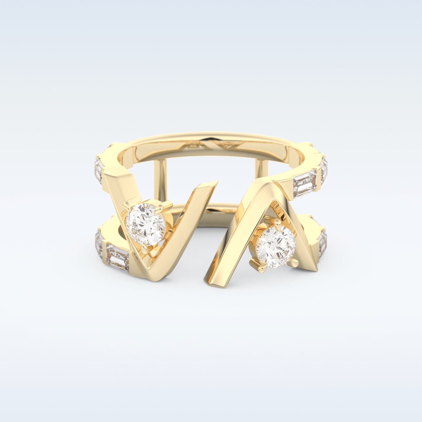 Stunning Wedding Band with 1.18 CT Round & Baguette Straight Cut Moissanite