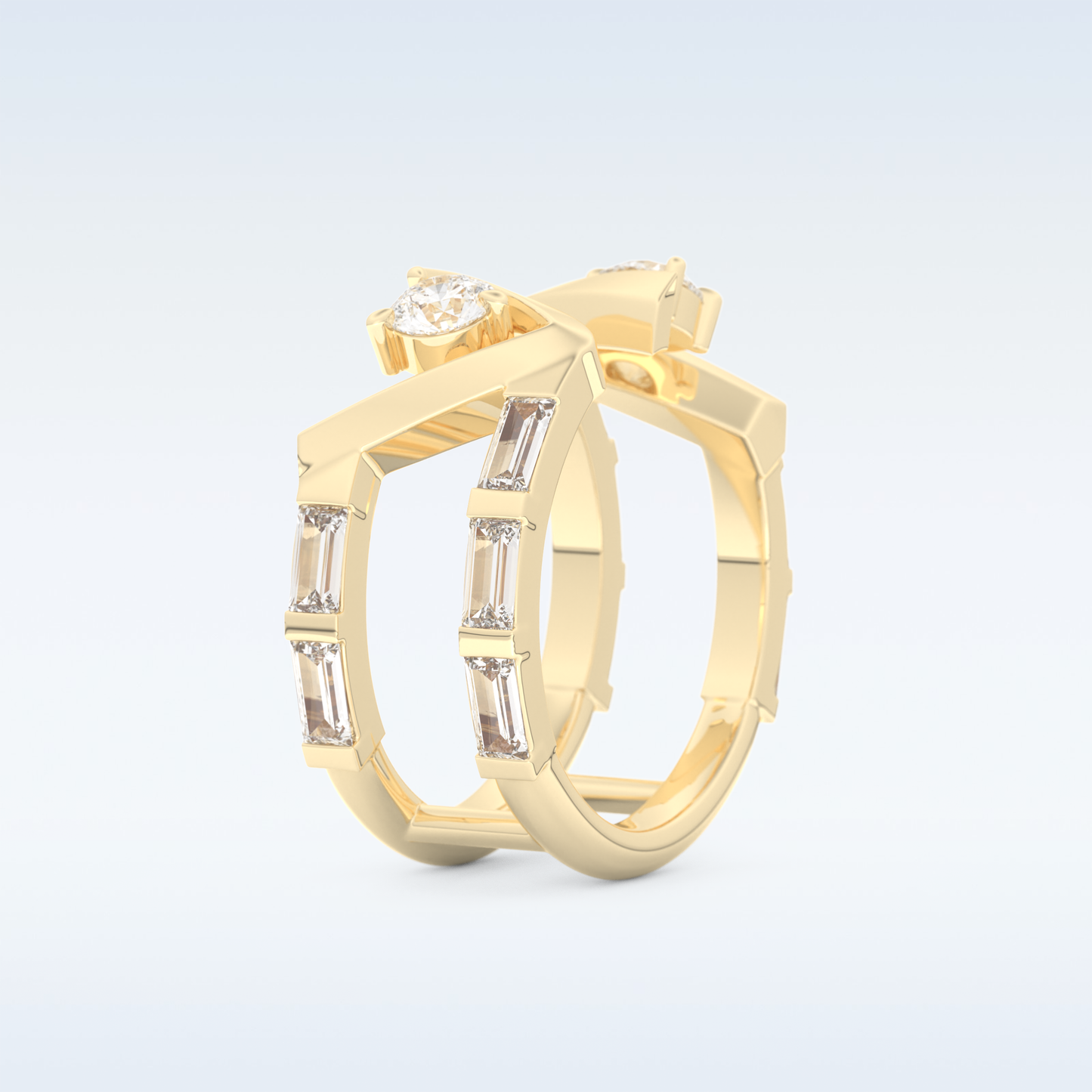 Stunning Wedding Band with 1.18 CT Round & Baguette Straight Cut Moissanite