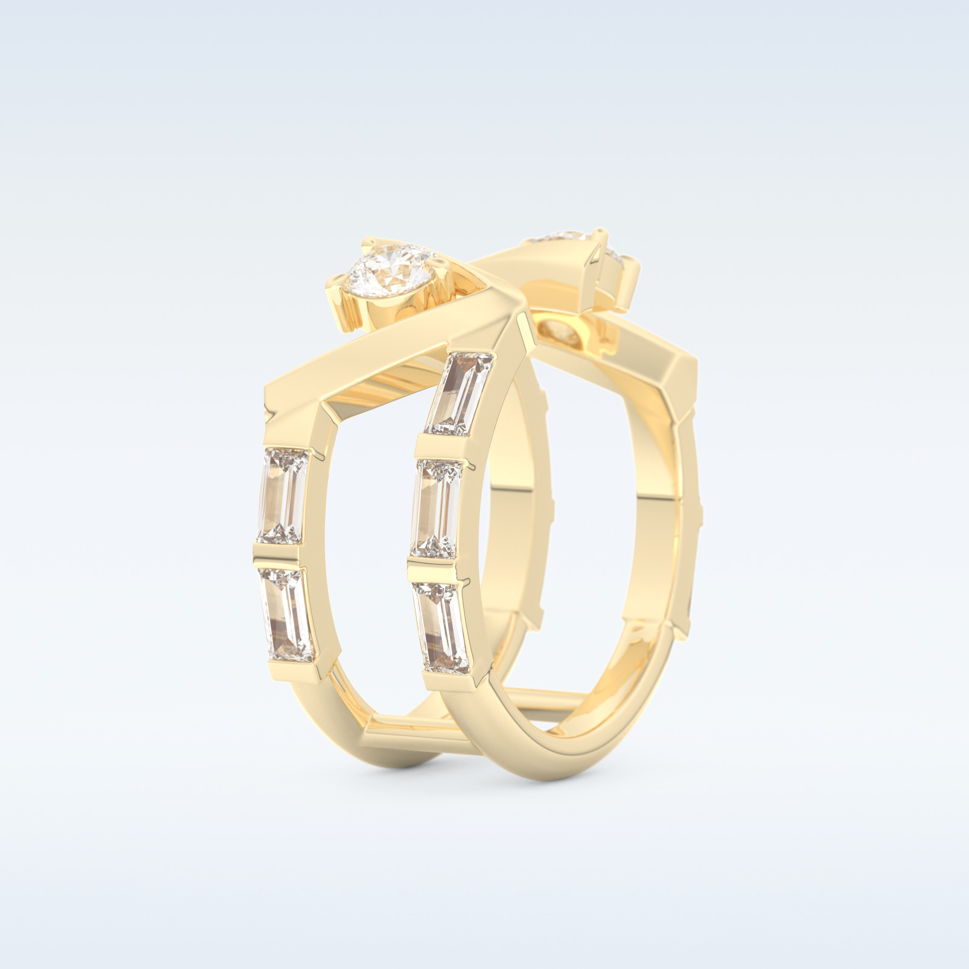 Stunning Wedding Band with 1.18 CT Round & Baguette Straight Cut Moissanite