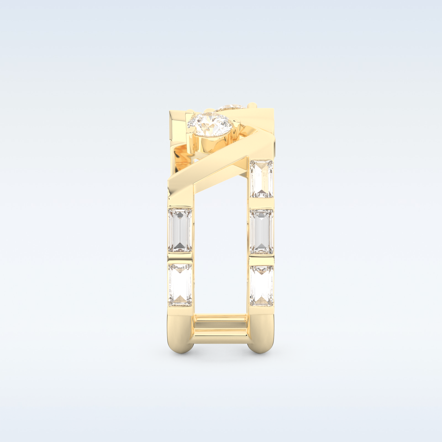 Stunning Wedding Band with 1.18 CT Round & Baguette Straight Cut Moissanite