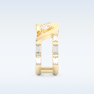 Stunning Wedding Band with 1.18 CT Round & Baguette Straight Cut Moissanite