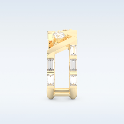 Stunning Wedding Band with 1.18 CT Round & Baguette Straight Cut Moissanite