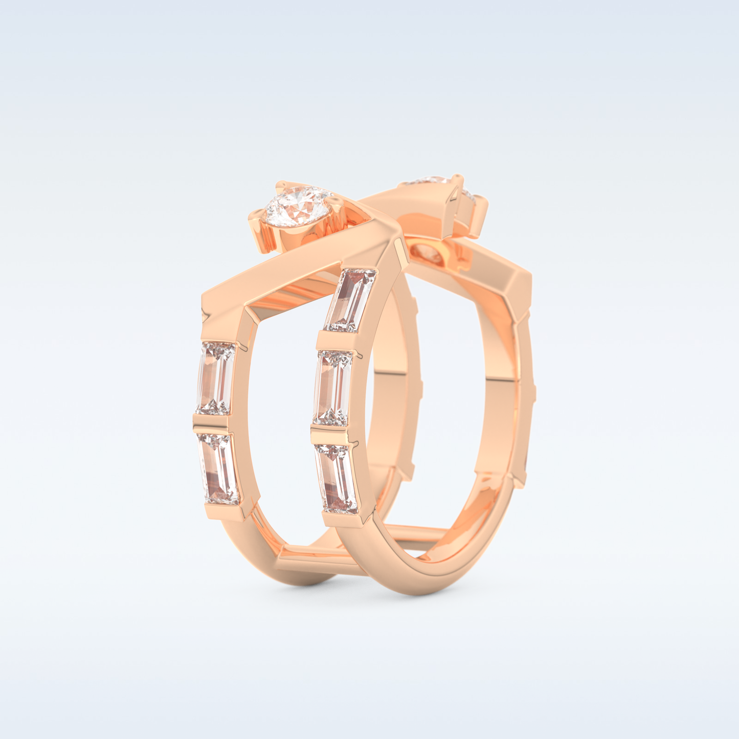 Stunning Wedding Band with 1.18 CT Round & Baguette Straight Cut Moissanite