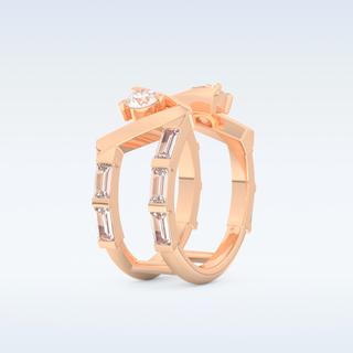 Stunning Wedding Band with 1.18 CT Round & Baguette Straight Cut Moissanite