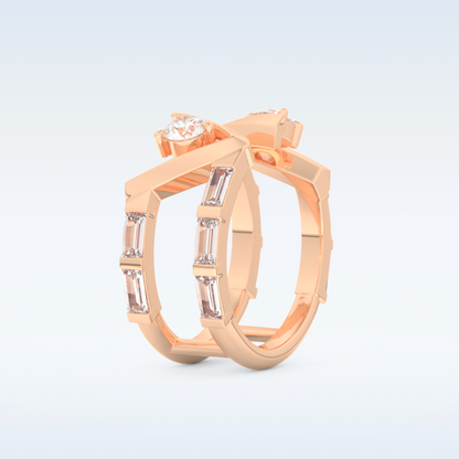 Stunning Wedding Band with 1.18 CT Round & Baguette Straight Cut Moissanite