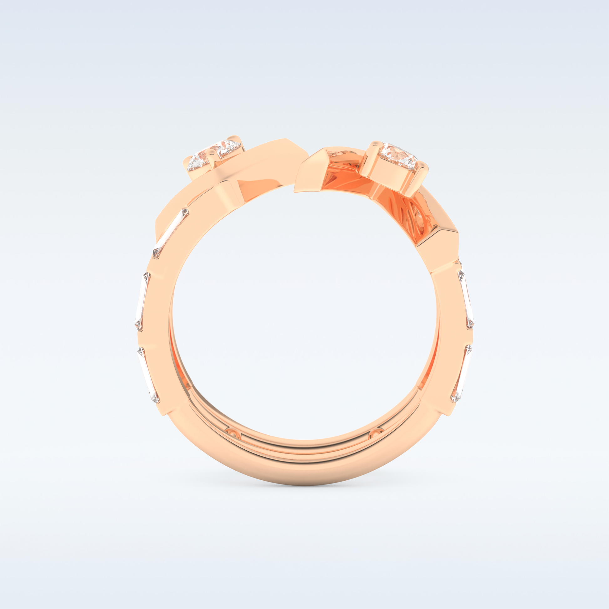 Stunning Wedding Band with 1.18 CT Round & Baguette Straight Cut Moissanite