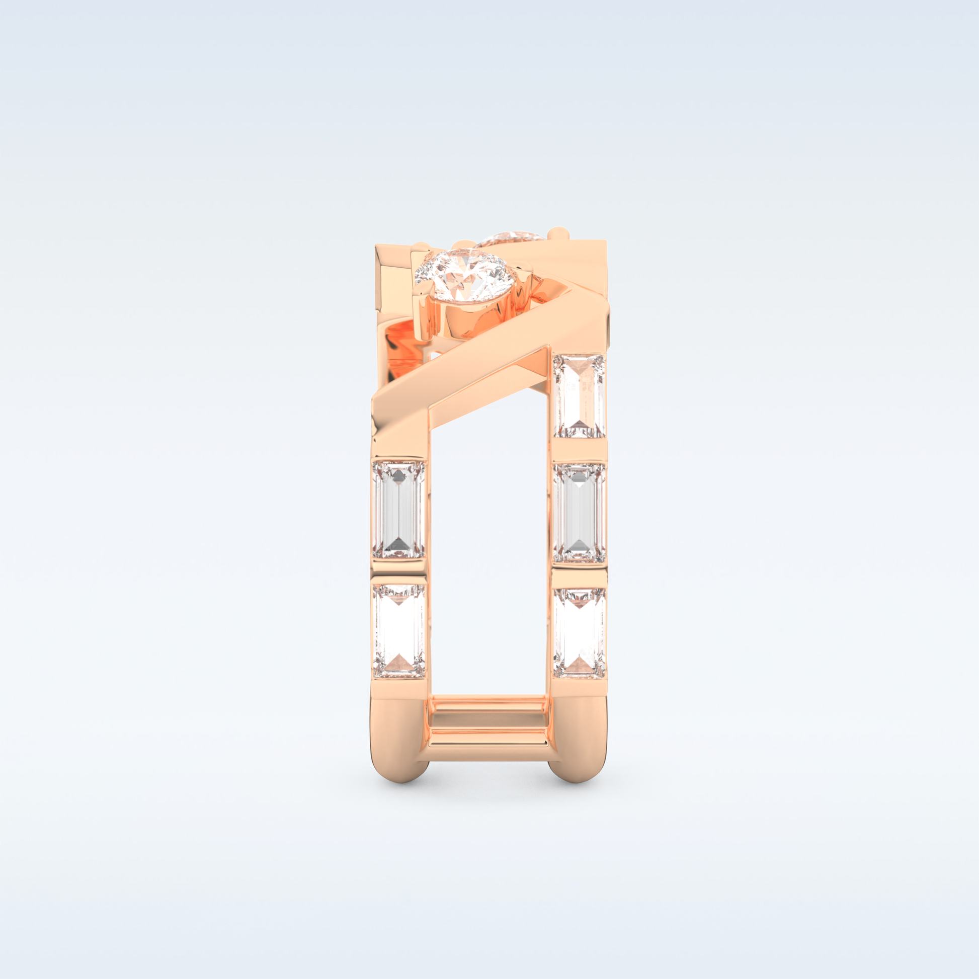 Stunning Wedding Band with 1.18 CT Round & Baguette Straight Cut Moissanite