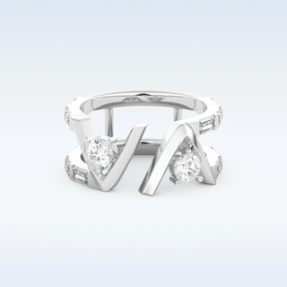 Stunning Wedding Band with 1.18 CT Round & Baguette Straight Cut Moissanite