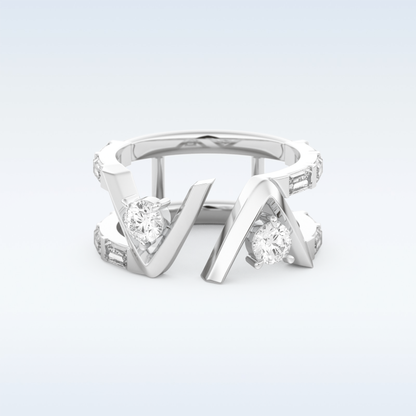 Stunning Wedding Band with 1.18 CT Round & Baguette Straight Cut Moissanite