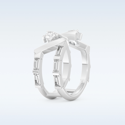 Stunning Wedding Band with 1.18 CT Round & Baguette Straight Cut Moissanite