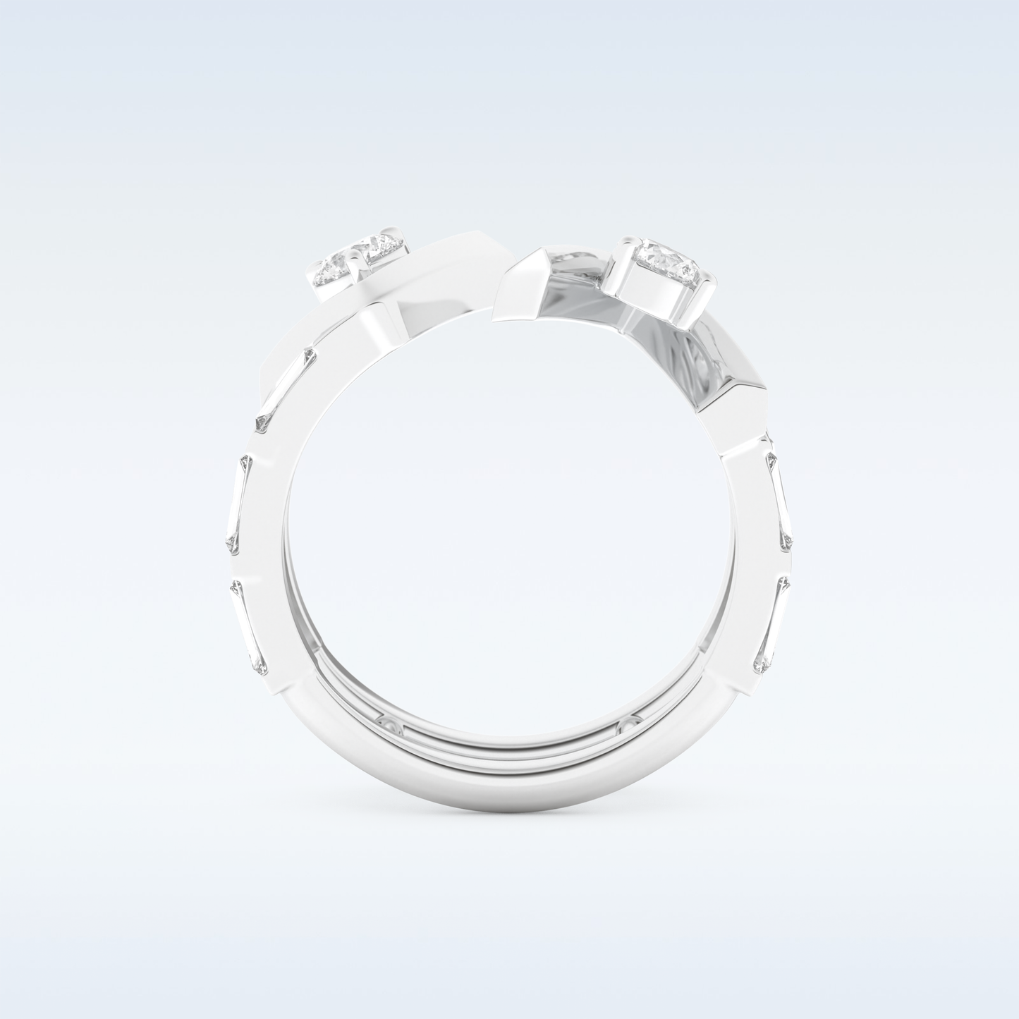 Stunning Wedding Band with 1.18 CT Round & Baguette Straight Cut Moissanite