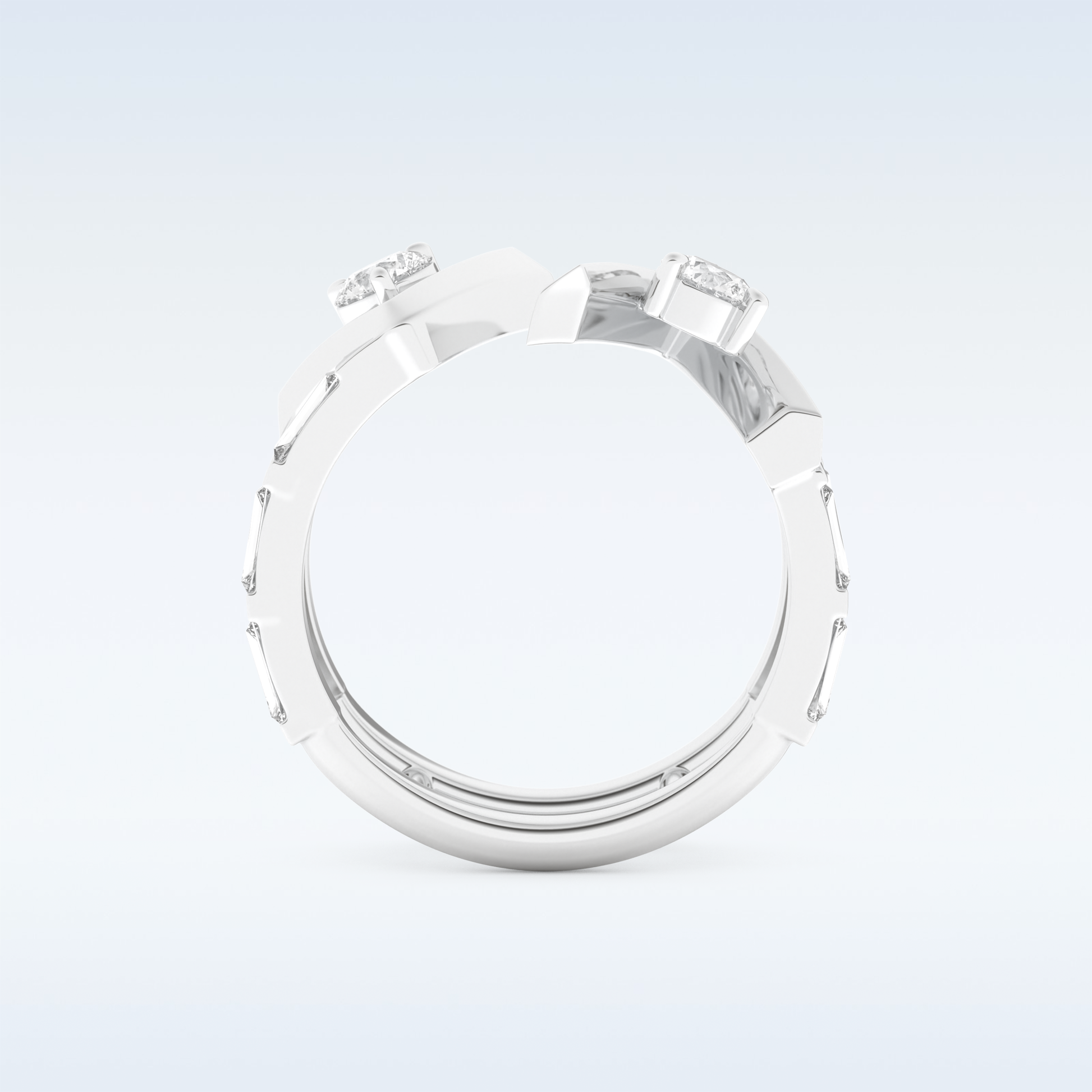 Stunning Wedding Band with 1.18 CT Round & Baguette Straight Cut Moissanite