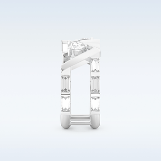 Stunning Wedding Band with 1.18 CT Round & Baguette Straight Cut Moissanite