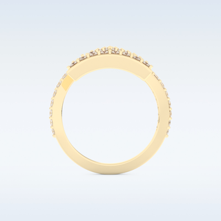 Geometric Half Eternity Wedding Band with 0.56 CT Round Cut Moissanite