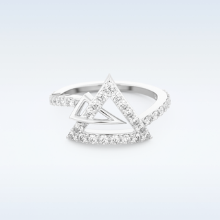 Geometric Half Eternity Wedding Band with 0.56 CT Round Cut Moissanite