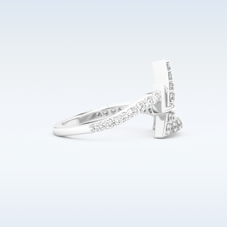 Geometric Half Eternity Wedding Band with 0.56 CT Round Cut Moissanite