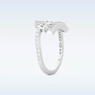 Geometric Half Eternity Wedding Band with 0.56 CT Round Cut Moissanite