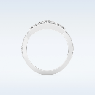 Geometric Half Eternity Wedding Band with 0.56 CT Round Cut Moissanite