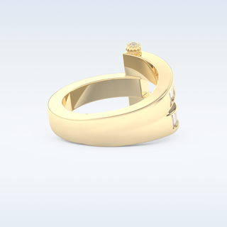 Three Layered Wedding Band with 1.53 CT Round & Baguette Straight Cut Moissanite