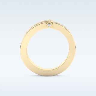 Three Layered Wedding Band with 1.53 CT Round & Baguette Straight Cut Moissanite