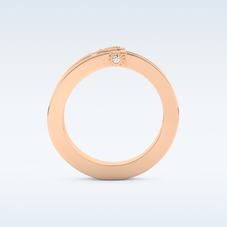 Three Layered Wedding Band with 1.53 CT Round & Baguette Straight Cut Moissanite