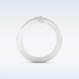 Three Layered Wedding Band with 1.53 CT Round & Baguette Straight Cut Moissanite