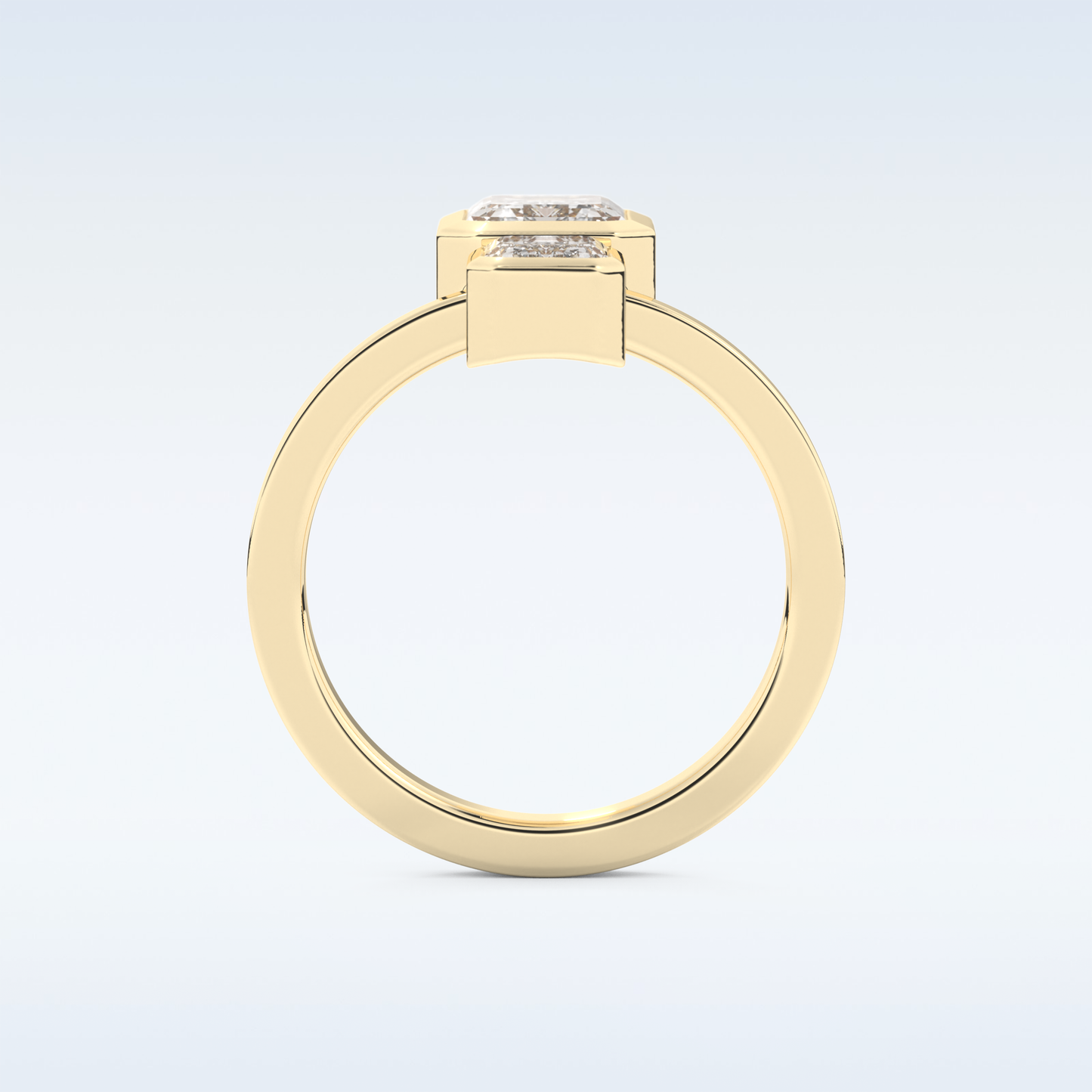 Bezel Style Wedding Band with 2.43 CT Round Emerald Moissanite