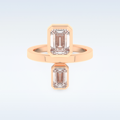 Bezel Style Wedding Band with 2.43 CT Round Emerald Moissanite