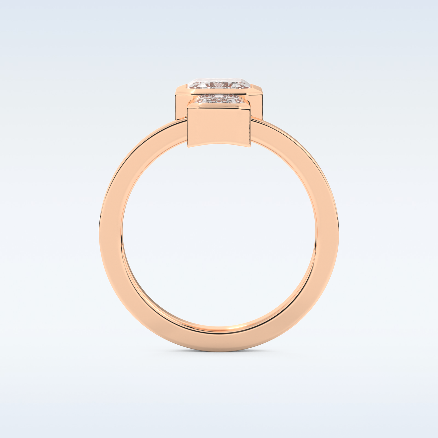 Bezel Style Wedding Band with 2.43 CT Round Emerald Moissanite