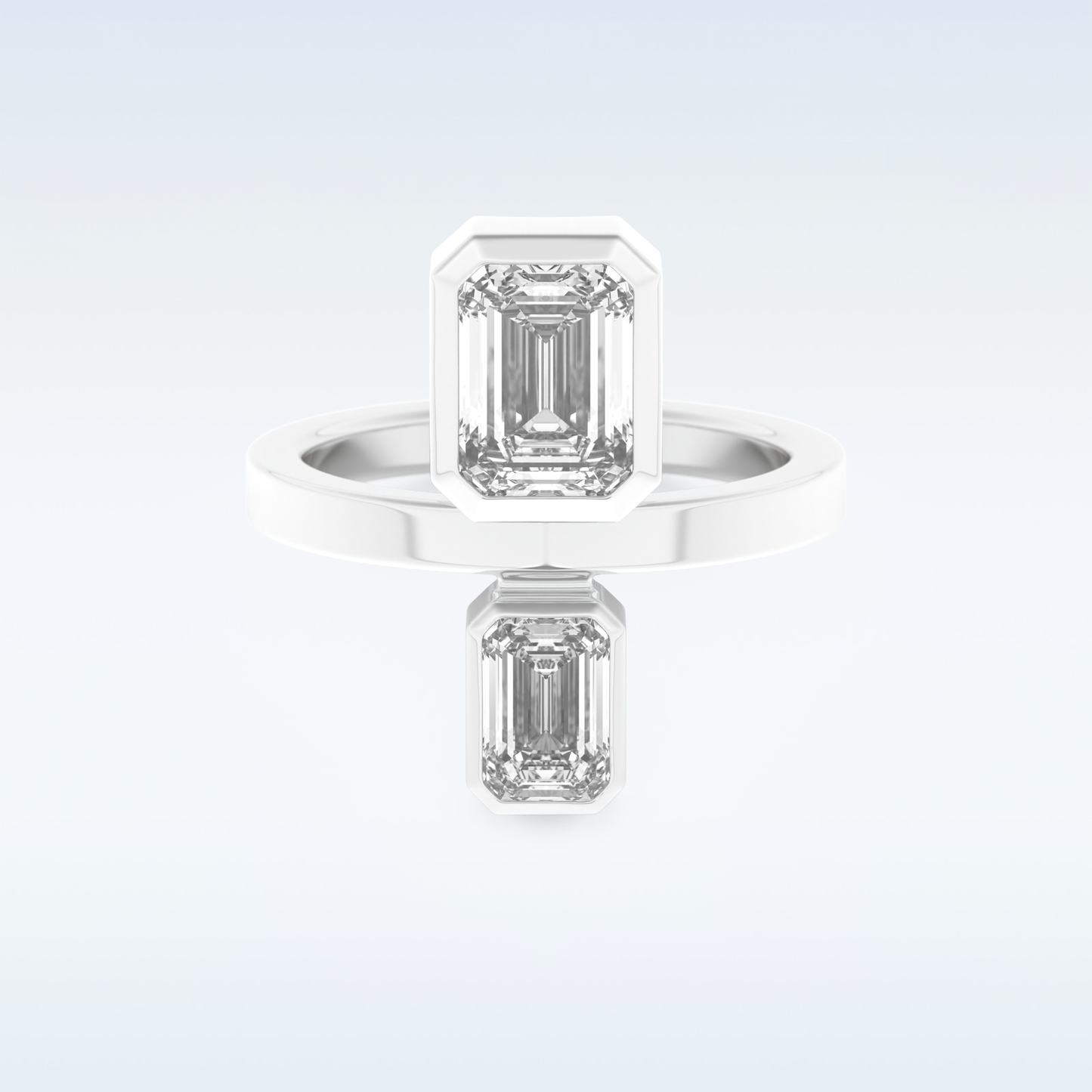 Bezel Style Wedding Band with 2.43 CT Round Emerald Moissanite