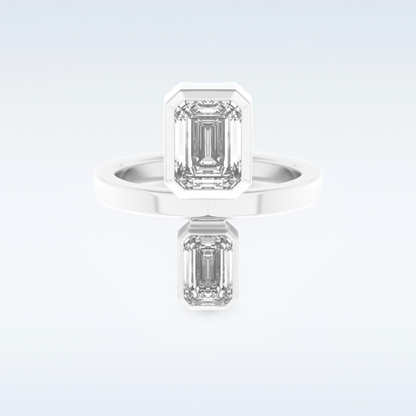 Bezel Style Wedding Band with 2.43 CT Round Emerald Moissanite