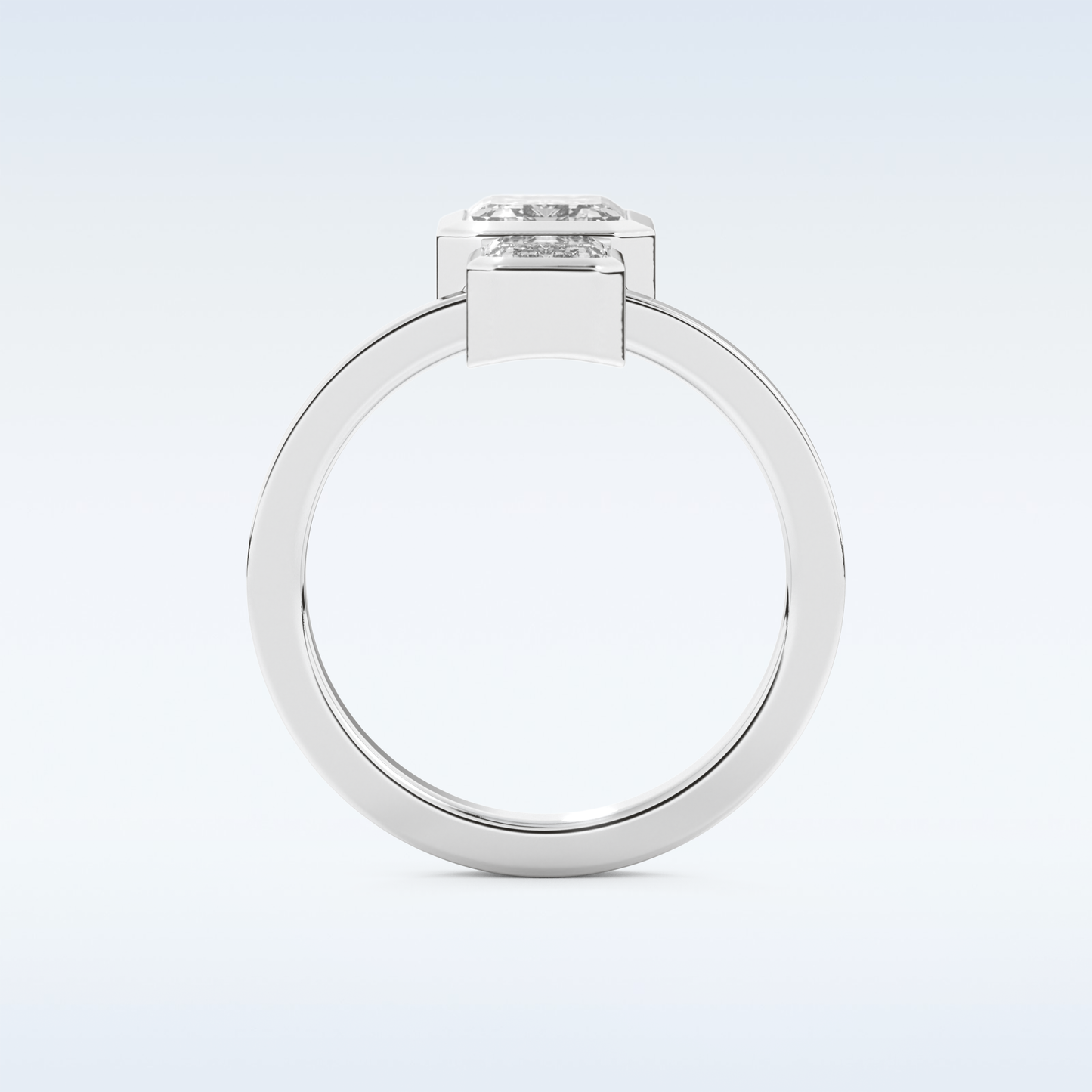 Bezel Style Wedding Band with 2.43 CT Round Emerald Moissanite