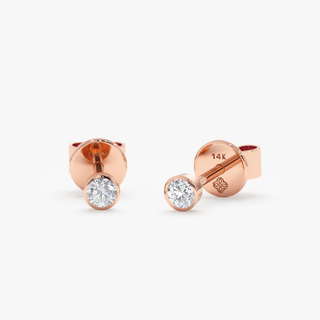1.0 CT Round Bezel Solitaire Lab Grown Diamond Earrings