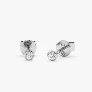 1.0 CT Round Bezel Solitaire Lab Grown Diamond Earrings