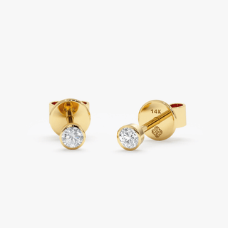 1.0 CT Round Bezel Solitaire Lab Grown Diamond Earrings