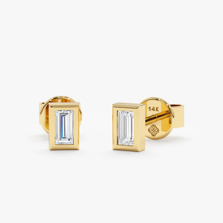 1.0 CT Round Bezel Solitaire Lab Grown Diamond Earrings