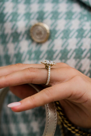 Round Swirl Semi Pave Engagement Ring – 1 CT Moissanite Diamond