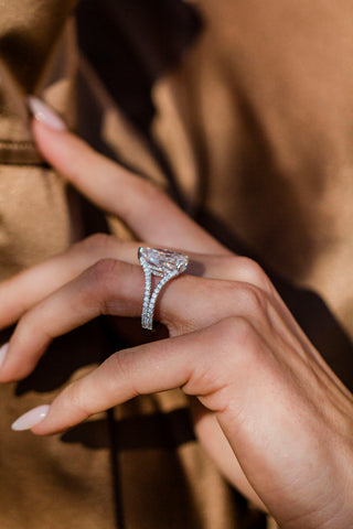 Round Swirl Semi Pave Engagement Ring – 1 CT Moissanite Diamond