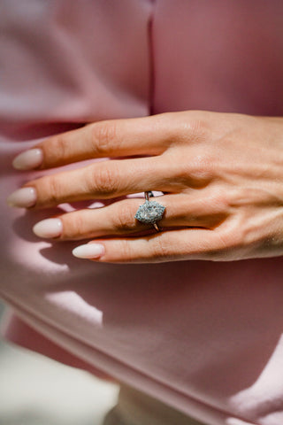 Round Swirl Semi Pave Engagement Ring – 1 CT Moissanite Diamond