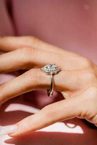Round Swirl Semi Pave Engagement Ring – 1 CT Moissanite Diamond