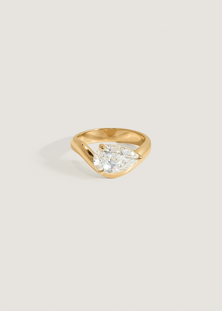 Marquise Shaped Three Stone Lab Grown Diamond Engagement Ring