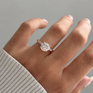 Round Halo, Pave & Split Shank Engagement Ring – 1.93 CT Lab Grown Diamond
