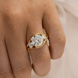 Round Halo, Pave & Split Shank Engagement Ring – 1.93 CT Lab Grown Diamond