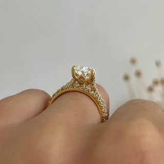 Round Halo, Pave & Split Shank Engagement Ring – 1.93 CT Lab Grown Diamond