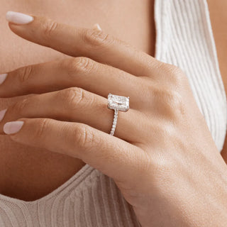 Round Halo, Pave & Split Shank Engagement Ring – 1.93 CT Lab Grown Diamond
