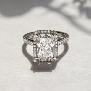 Round Halo, Pave & Split Shank Engagement Ring – 1.93 CT Lab Grown Diamond
