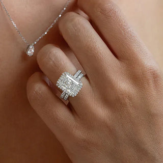 Round Halo, Pave & Split Shank Engagement Ring – 1.93 CT Lab Grown Diamond