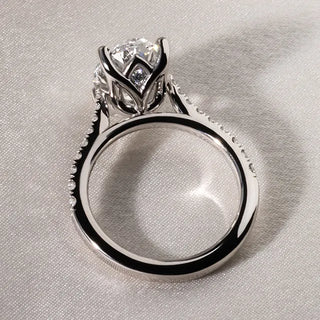 Round Halo, Pave & Split Shank Engagement Ring – 1.93 CT Lab Grown Diamond